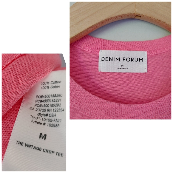 Denim Forum Aritzia The Vintage Crop Tee Short Sleeve Top Size Medium Candy Drop - Picture 16 of 16